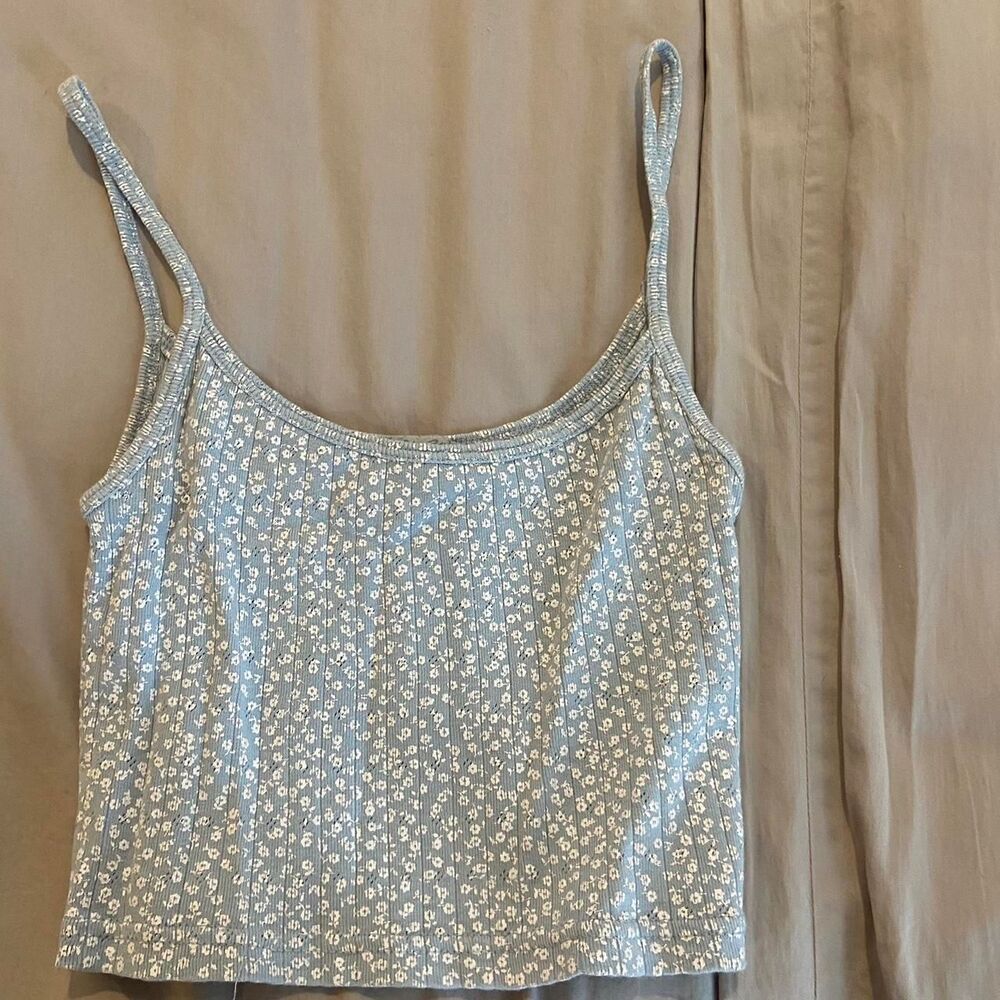 Brandy-melville Women's Blue and White Vest - Picture 3 of 4